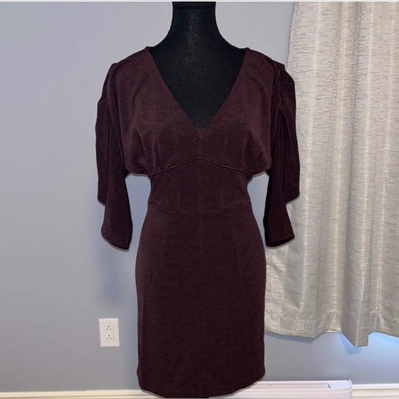 FREE PEOPLE Ruched Sleeves, Fitted Bottom Dress - Picture 1 of 8